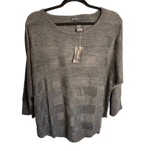 NWT Design History Women's Charcoal Sweater XXL Acrylic Round Neck 3/4 Sleeve